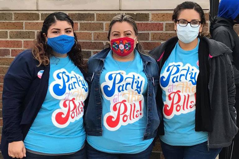 IUSB students participating in party at the polls