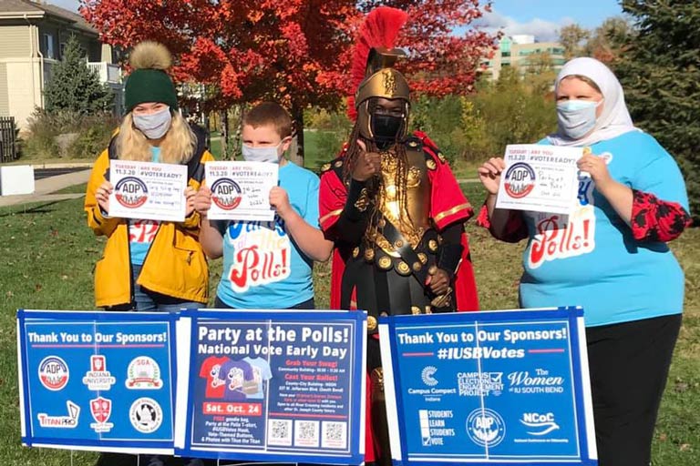 IUSB students participating in party at the polls